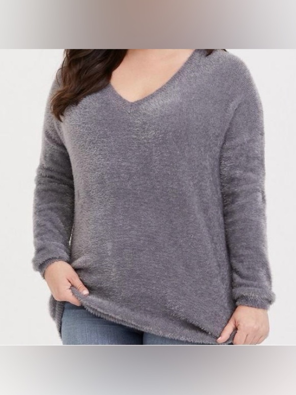 Torrid Cozy Gray Eyelash Knit Tunic Sweater size 2